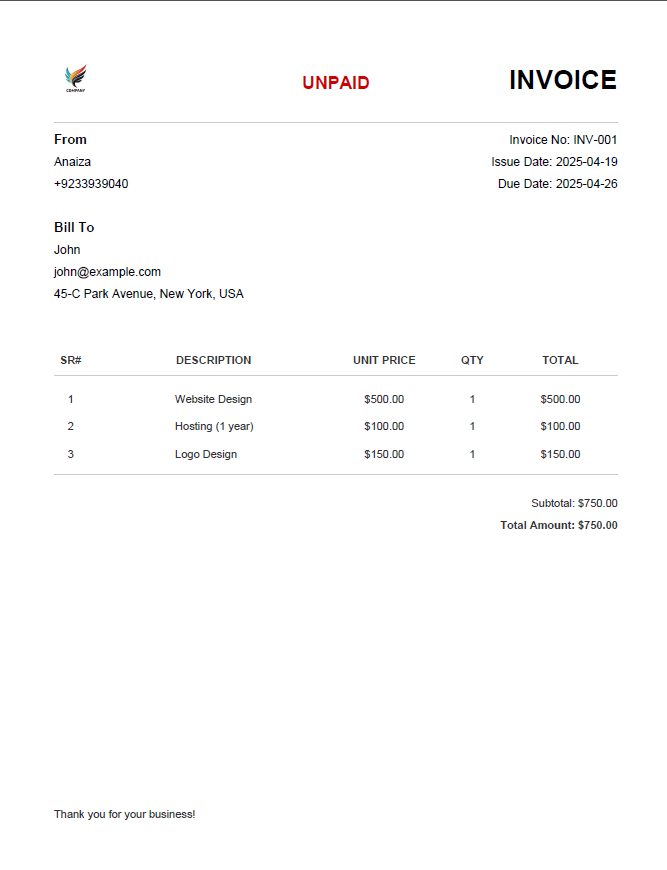 Invoice Preview
